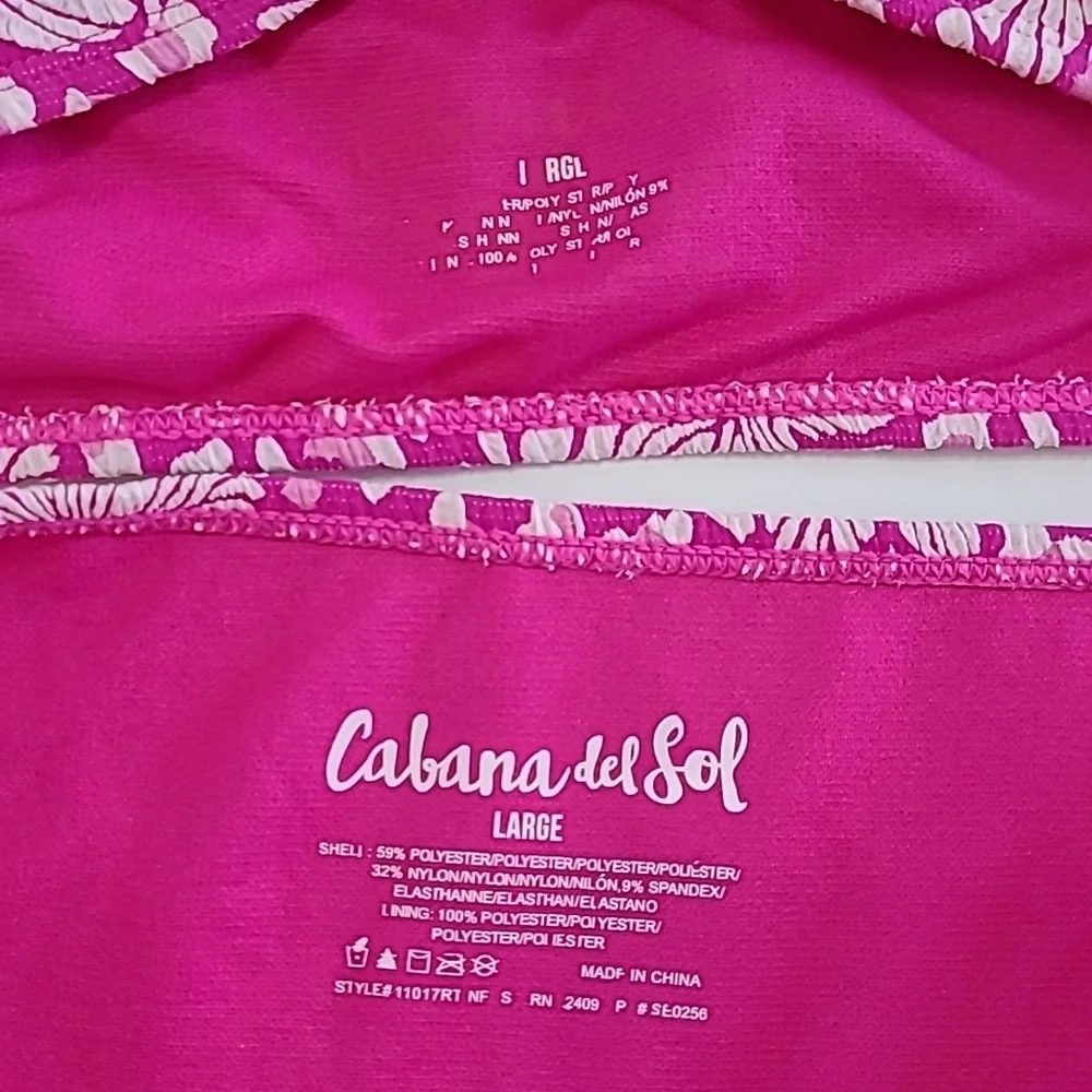 Cabana Del Sol Pink & White Bikini Set size Large